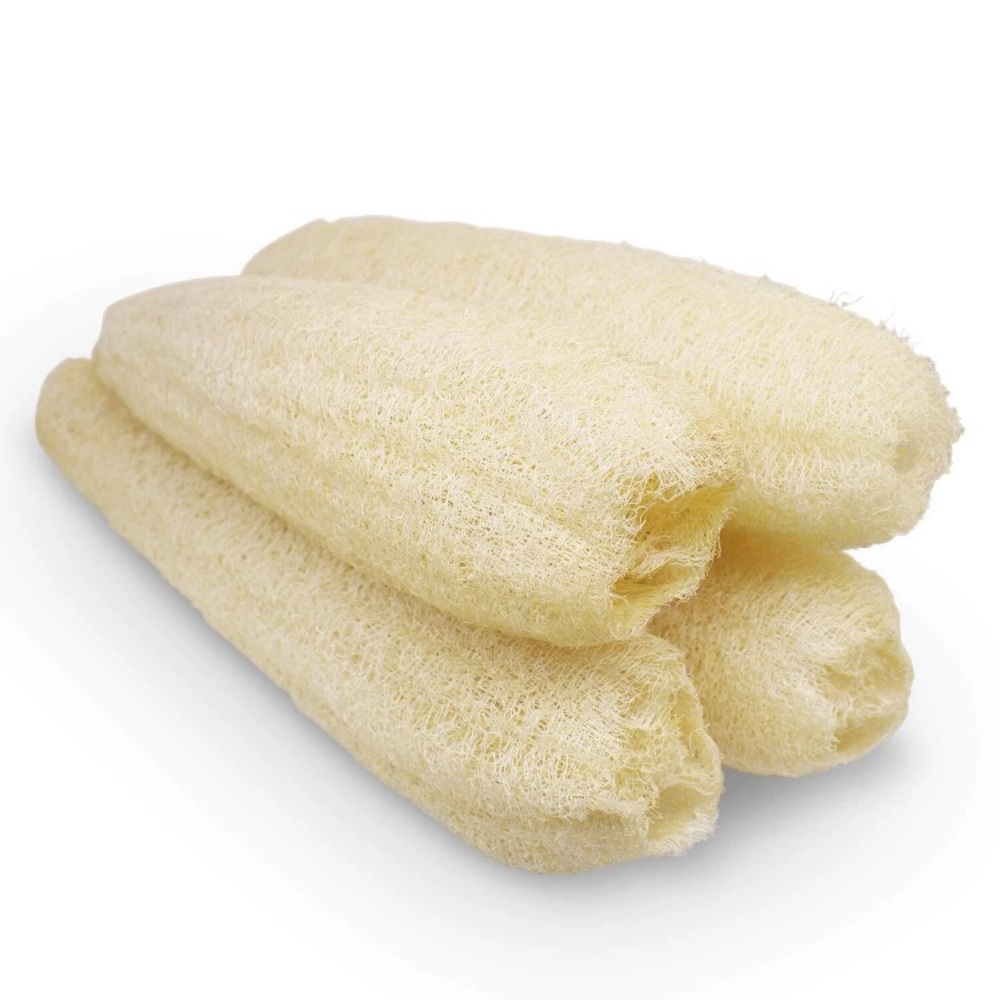 Four Pack Large Natural Loofah for Bathing and Cleaning